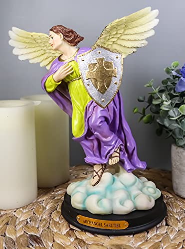 Estatua Arcángel Selaphiel con Escudo 10 pulgadas miniatura 2