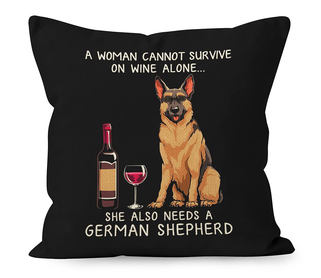 YUESHAREFunny German Shepherd DogLinen Throw Pillow Cover, German Shepherd Dog Mom Lover Gifts for Home Room Bed Sofa Decorations Decor (18 x 18 Inch)