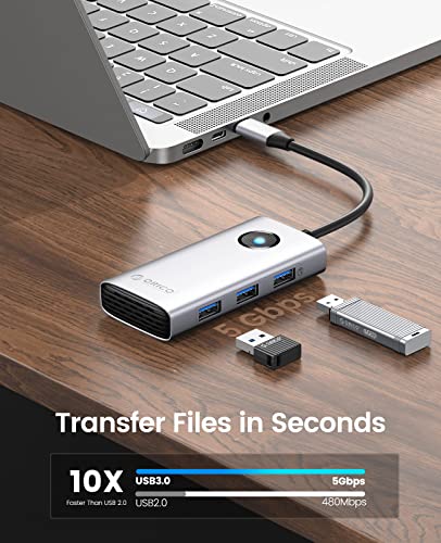 Docking Station, 6 in 1 USB 3.0 Hub con HDMI 4K+PD100W+3 USB-A 3.0+1 USB-C 3.0, adattatore multiPort USB C HUB per MacBook/Dell/HP/Surface/Lenovo - Hub USB - Immagine 4