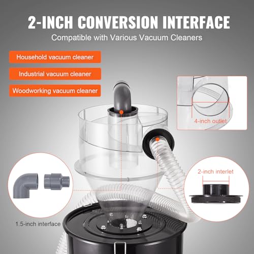VEVOR Separador de poeira ciclone com tanque de metal, separador de ciclone retrofit de 10 cm para c