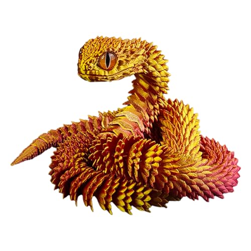 卵の3Dプリントヘビ|柔軟なジョイントを備えたレインボーヘビの置物| 30cm動物像|家、オフィス、スタジオのための面白い卓上装飾|クリスタルスネークオーナメント&コレクタブルギフト