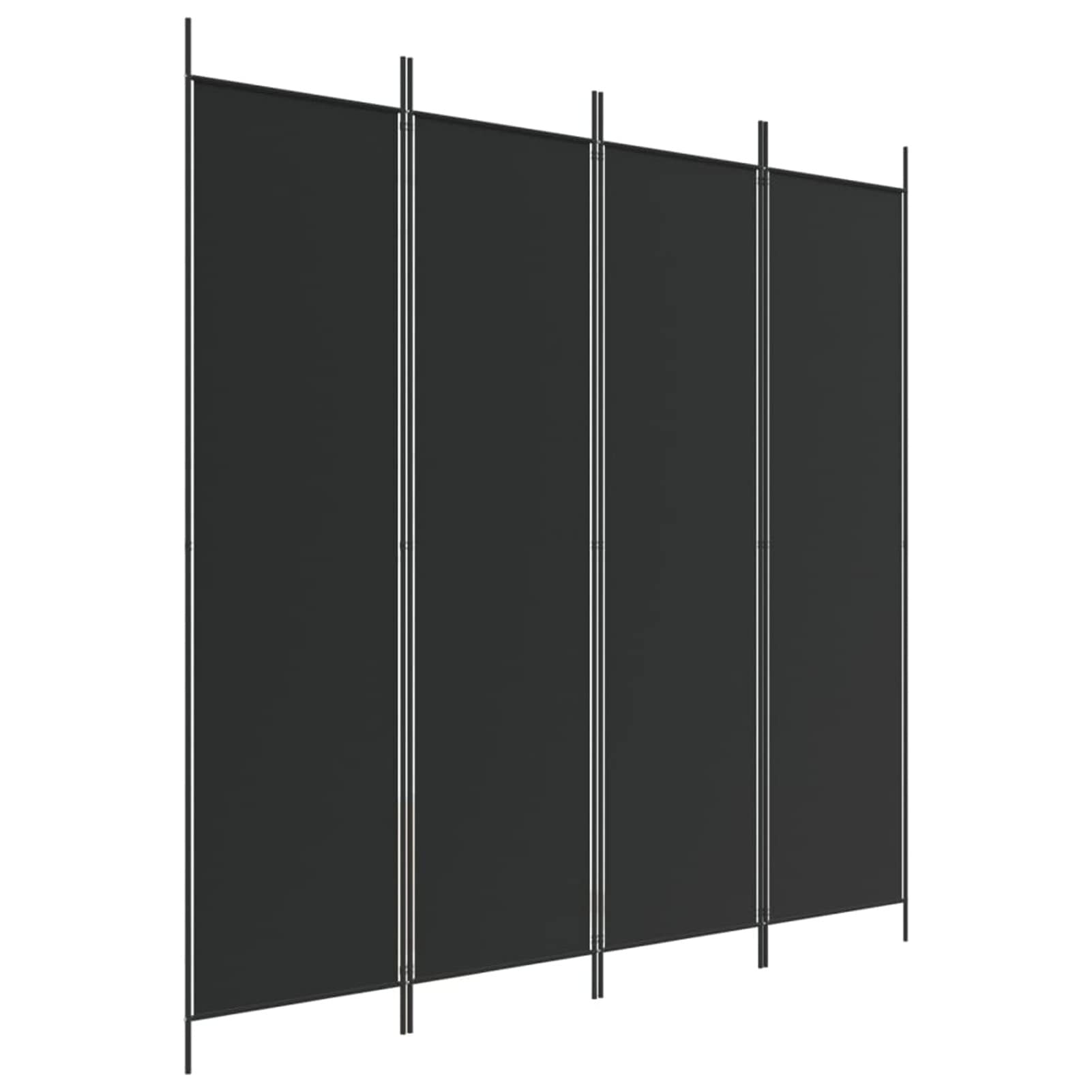 Paravento a 4 Pannelli Divisorio Nero 200x200 cm in Tessuto - Protezione Privacy per Interni (SPU:350185)