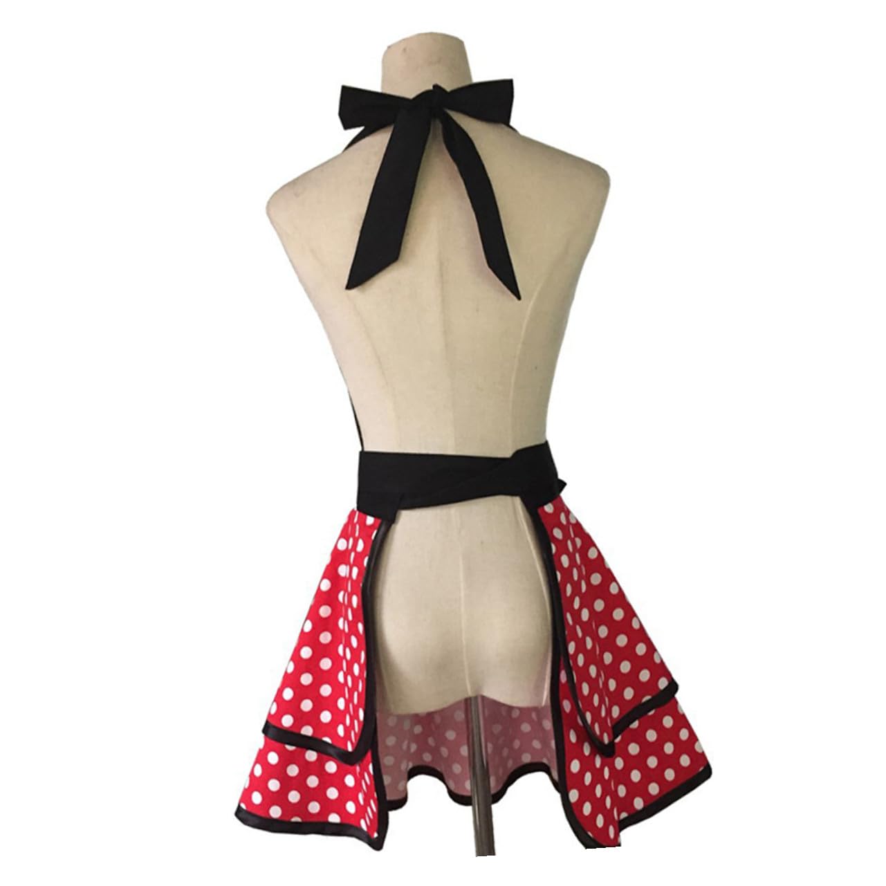 MAGICLULU Grembiule da Cucina Motivo a Pois in Cotone, Doppio Strato, Lavoro in Hotel e Cucina, Grembiule da Lavoro per Donna Ampia Vestibilità
