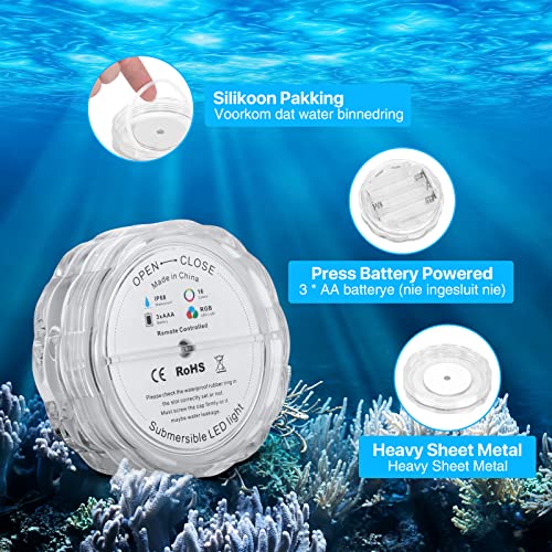 Peahog Submersible Light 10-Led Rgb Light With Remote Battery Powered Waterproof Accent Light For Aquarium, Pond, Swimming Pool, Garden, Party（2P） #TOP5
