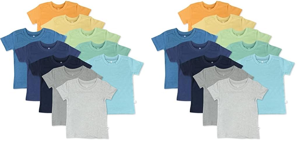 HonestBaby Baby Toddler &amp; Kids' 100% Organic Cotton Short Sleeve T-Shirts (10-Pack)