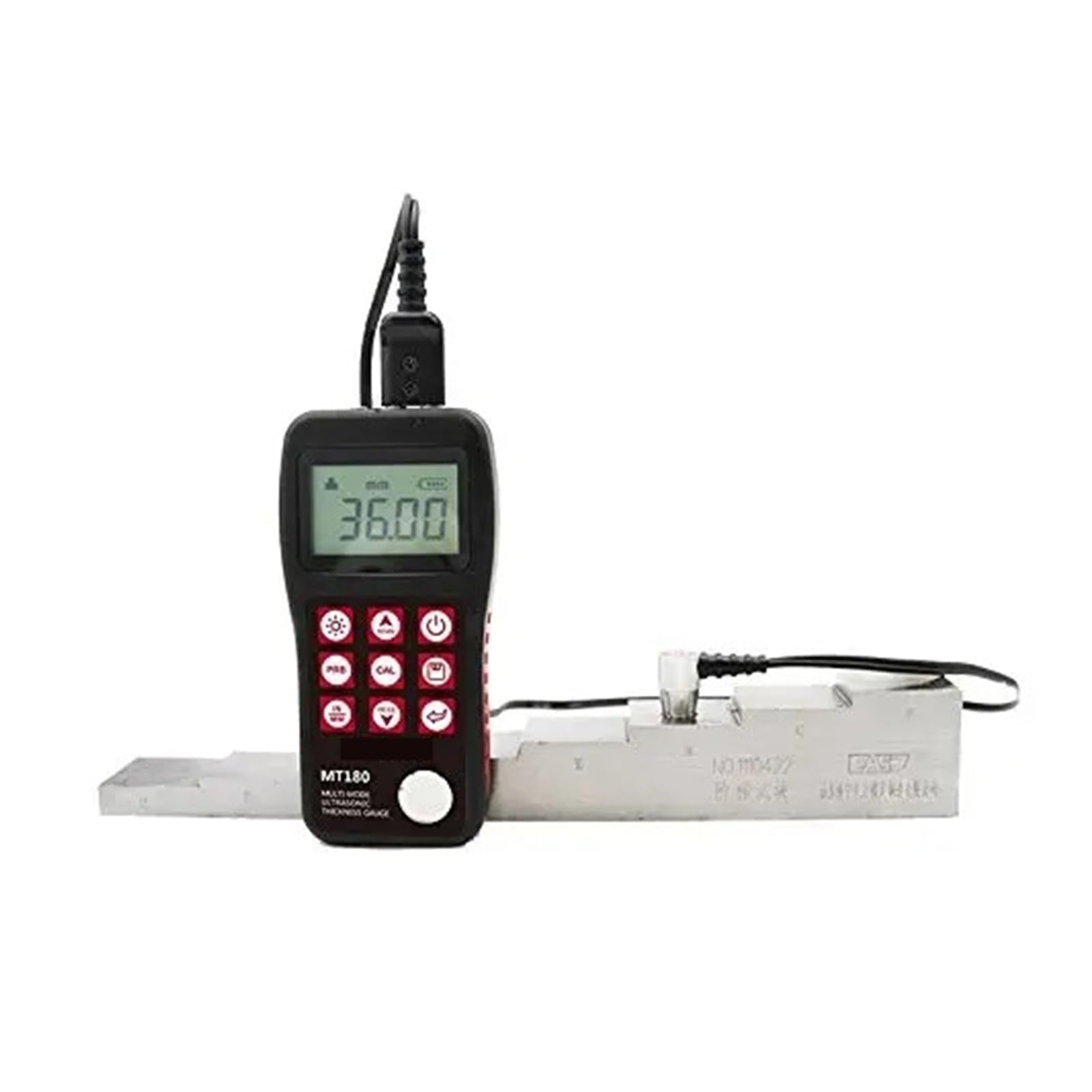 Miernik grubości ultradźwiękowy MT180 z pamięcią danych o wysokiej rozdzielczości, zakres pomiarowy 0,65 mm–600 mm Z automatyczną kalibracją