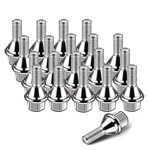 Gagsu 611-005 Wheel Lug Bolts, M12-1.25, 19mm Hex, 25mm Thread, 20pcs Compatible with 2014-2022 Jeep Cherokee, 2018-2022 Compass, 2015-2022 Renegade, 2015-2017 Chrysler 200 & More, 6511051AA