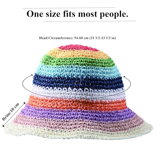 Guyibet Straw Bucket Hat Women Sun Cap Crochet Mesh Woven Wide Brim Floppy thumb #3