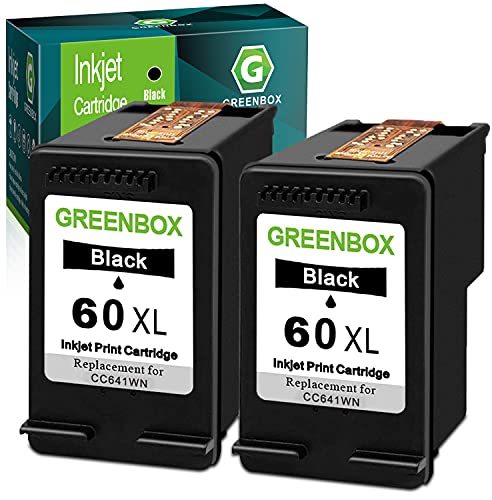 GREENBOX Remanufactured Ink Cartridge Replacement for HP 60XL 60 XL for HP Photosmart C4680 D110 Deskjet D1660 D2530 D2680 F2430 F4210 Printer (2 Black)