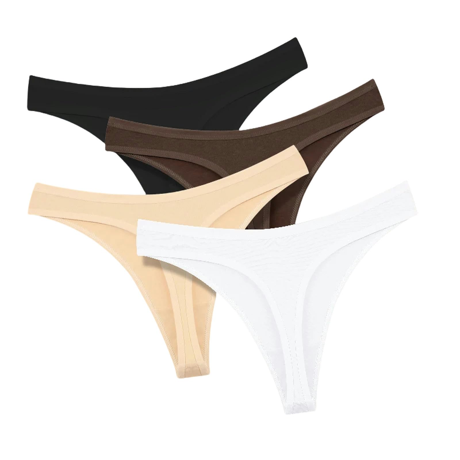 Bielizna damska 4 szt. Zestaw damskie bawełniane majtki bezszwowe stringi z niskim stanem V-Waist Breathable Underwear damska miękka bielizna zestaw 4-m
