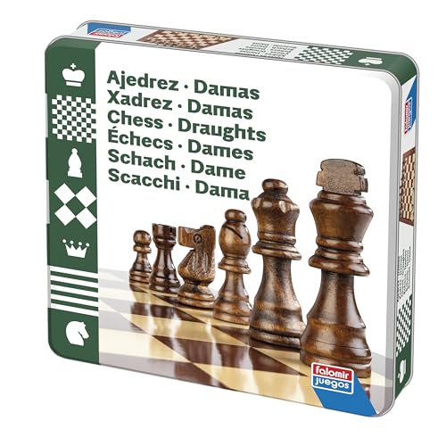 Jeu d'échecs Falomir en boîte métal pour 2 joueurs dès 6 ans