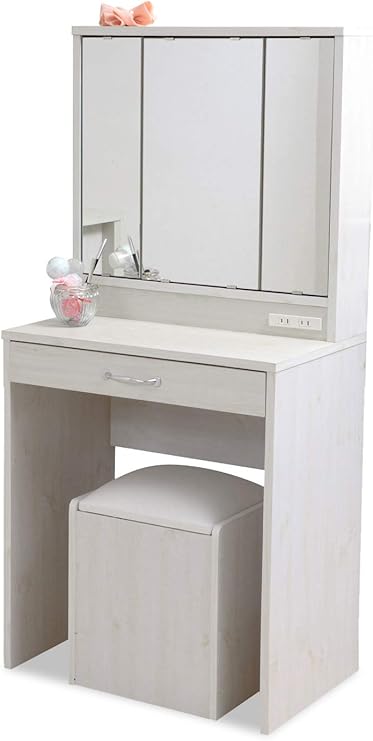 Amazon Jkプラン ドレッサー 化粧台 鏡台 三面鏡 収納たっぷり 隠し収納庫付 椅子付 メイク台 コンパクト 姫 ホワイト 白 幅60 Tsfll0061wh 鏡台 ドレッサー オンライン通販
