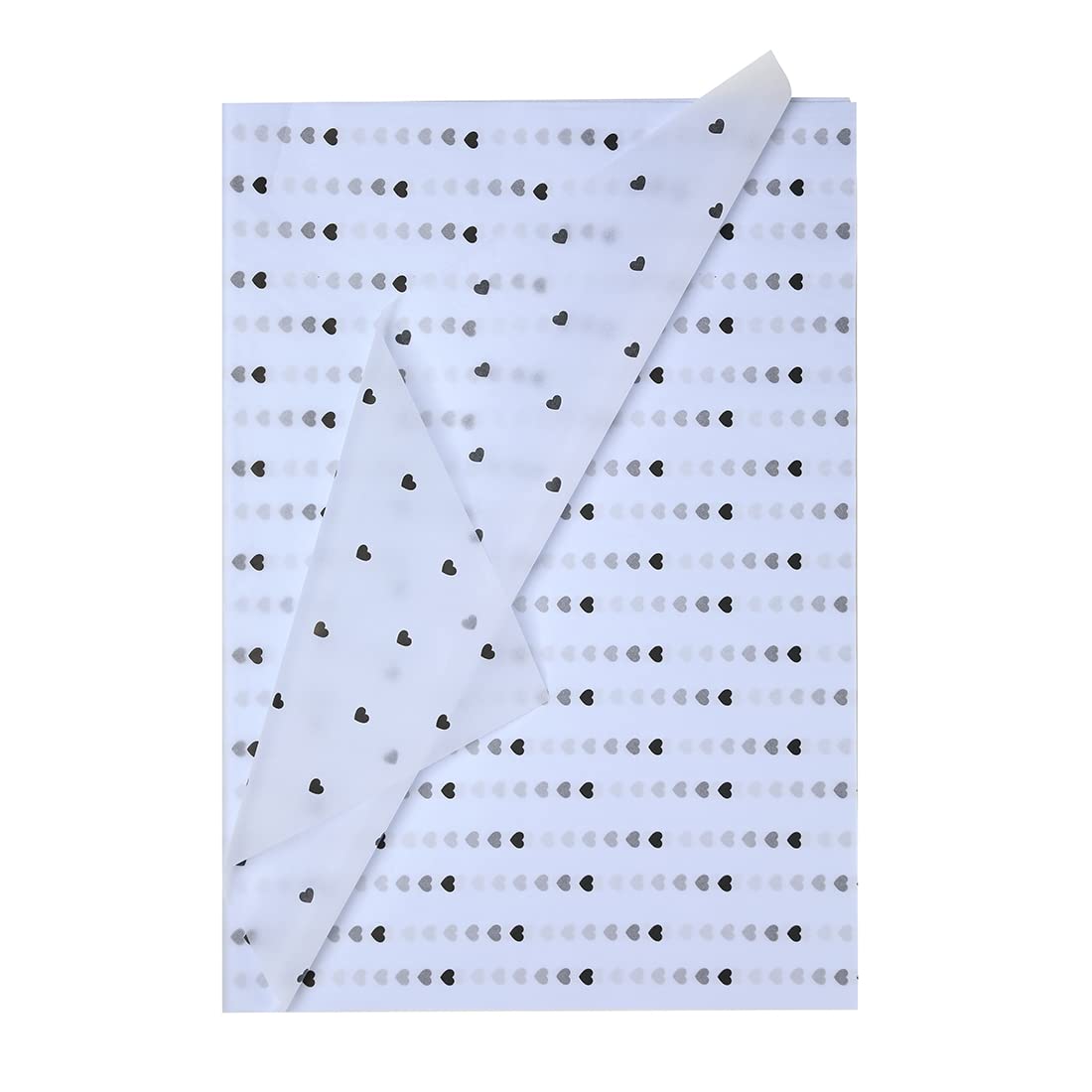 FWSA WRAPS Black and White Tissue Paper, Heart Pattern Flowers Wrapping Paper Sheets Anniversary Bouquet Packaging Materials 28pcs Clothes Packing DIY Crafts (3 White + Black Heart) — image 1