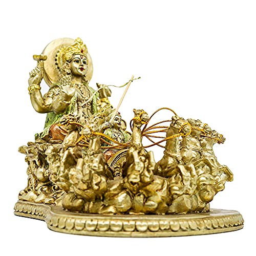 Hindu God Lord Surya-Sun Sculpture - India Religiou Gifts Handicraft Indian God Suryadev Figurine Hinduism Murti Home Mandir Temple Pooja Item Diwali Wedding Return Gift Alatr Yoga Room Decor #TOP2