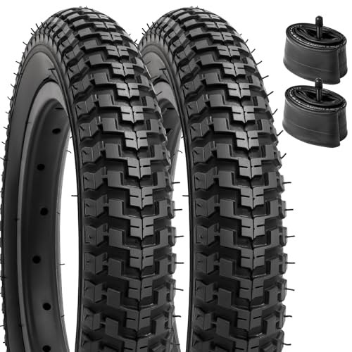 YunSCM 2Pcs Kid Bike 12.5 Zoll Reifen 12 1/2x2 1/4 Mantel 57-203 und 2Pcs Schlauch AV Ventil kompatibel 62-203 12 1/2x2 1/4 (12.5x2.25) Reifen und Schlauch