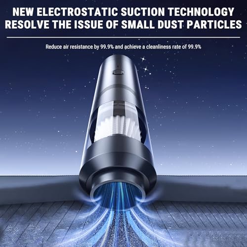 Uadme Aspiradora de Mano para Coche, Mini Aspirador sin Cable Carga USB 5000 Pa 90W, Vacuum Cleaner de Coche Inalámbrico Potente, Negro - imagen 4