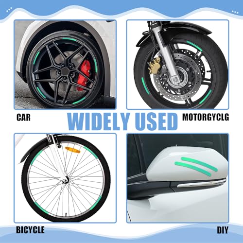 Image of 20PCS Reflective Car Wheel Decorative Stripe Stickers, Car Wheel Decals, Night Safety Warning Car Stickers, Anti-Scratch Reflective Rim Stickers Universal for Cars Motorcycles (Laser Luminous)