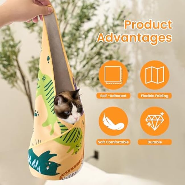 Cat Wrap for Grooming,Cat Wrap for Cutting Nails,Self-Adherent Soft Cat Blanket to Wrap,Anti-Bite,Anti-Scratch,Anti-Escape Calming Cat Swaddle Wrap (17.7 X 17.7,Within 10.61lbs)-ISSM94ul