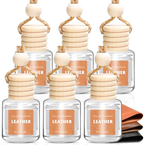 Image of AROIC Hanging Car Air Freshener - 6 Pack Luxury Leather Scent Air Freshener Set, Long-Lasting Natural Essential Oil Fragrance Diffuser Eliminates Odors,Ideal Business Gift for Car Accessories Unisex
