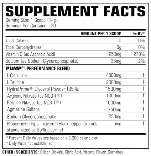 Image of Pump - Stim Free, Fully Clinically Dosed, Scientifically Formulated Performance Pre Workout with Nitrates, Naturally Flavored (20 Servings, Freedom Pop)