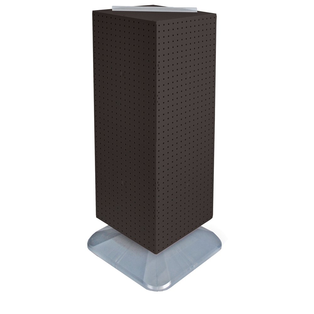 Azar Displays 701435-BLK FOUR-SIDED PEGBOARD TOWER FLOOR DISPLAY ON REVOLVING BASE. PANEL SIZE: 14"W X 40"H
