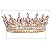 FORSEVEN Queen Crown Rhinestone Wedding Crowns and Tiaras for Women Costume Party Hair Accessories Princess Birthday Crown Crystal Bridal Crown (Gold+Pink)