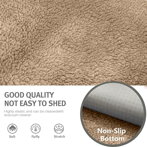LINGKY Samt Sofabezug 1 2 3 4 Sitzer, L Form Sofaüberwurfe, Ecksofa Sofa überzug Pets Dog Couch überzug Anti-rutsch Sofaschutz, Ultra Weicher Sofaschoner (Kaffee, 70x150cm/Rechteckig)