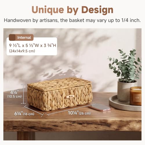 Image of StorageWorks Wicker Basket with Lid, Storage Baskets with Lids, Hyacinth | Woven Baskets with Lids for Shelves, Wicker Storage Baskets with Lids, Lidded Baskets for Organizing, Small, 1 Pack