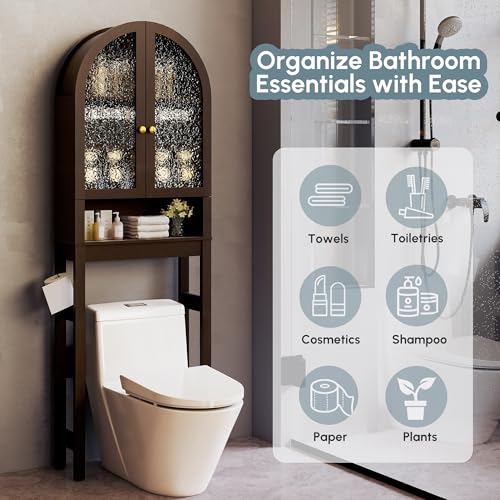 Over-The-Toilet-Storage-Cabinet-Arched-Bathroom-Organizer-and-Storage-with-Acrylic-Doors-and-Adjustable-Shelf-Space-Saving-Modern-Freestanding-Bathroom-Modern-Storage-Cabinet-Over-Toilet-Espresso