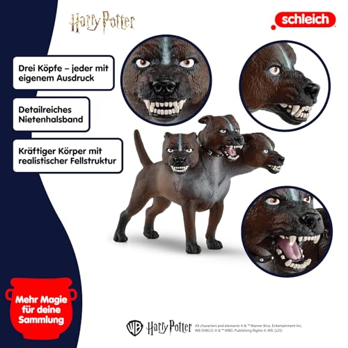 SCHLEICH Harry Potter | Fluffy 13990 | dreiköpfiger Hund mit beweglichem Kiefer | detailreiche Harry Potter Figur für Sammlung & Deko | tolles Geschenk für Fans & Kinder | 17 x 5 x 13 cm