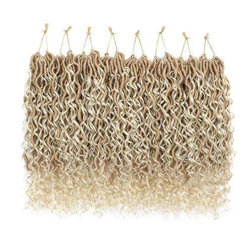 Image of Curly Boho Braids Faux Locs Crochet Hair, 14 Inch Goddess Locs for Black Women