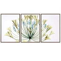 SIGNWIN Framed Canvas Wall Art Golden, Blue and Green Color Bell Agapanthus X-Ray Photo Floral Plants Digital Art Minimalism Modern 3D Colorful for Living Room, Bedroom, Office - 16