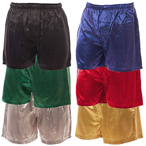 Up2date Fashion Men's 6 Satin Boxer Shorts Combo Pack, Six Boxers, Style MSC-6B01