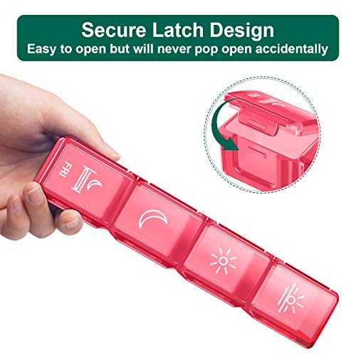 Image of XL Pill Organizer 4 Times a Day, BUG HULL Extra Large Weekly Pill Box Case, 7 Day Vitamin Container Daily Pill Holder for Cod-Liver Oil, Vitamins, Supplements