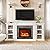 Naice 70" Electric Fireplace with Mantel and Cabinets, Fireplace TV Stand for Living Room Bedroom, Stacked Stone Surround and Remote Control 3D Realistic Flame, White