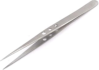 Precise Canada Very Fine Tip Tweezers - Straight Tapered Ultra Fine Point Professional Micro Precision Tweezers, Stainless Steel (Model 2)