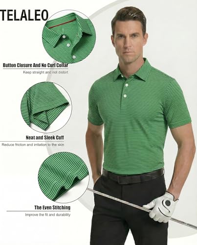 Image of TELALEO 4 /5 Pack Mens Polo Shirts Quick Dry Short Sleeve Golf T Shirt Performance Moisture Wicking Casual Workout