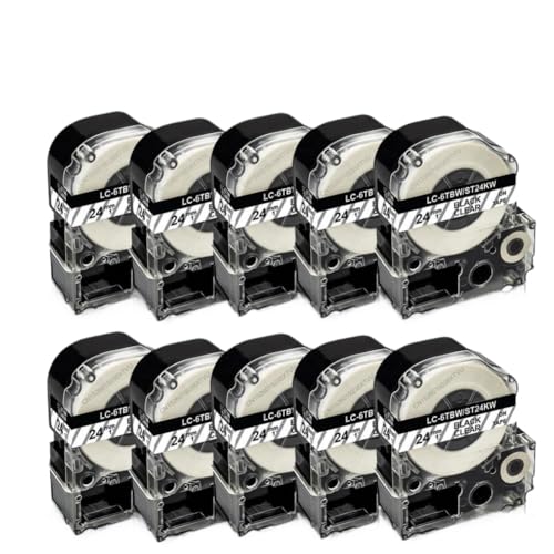 10�� SS24KW ���x���e�[�v 24mm ���n�ɍ� LabelWorks LW700 LW900P �ƌ݊�������(Black on Clear)