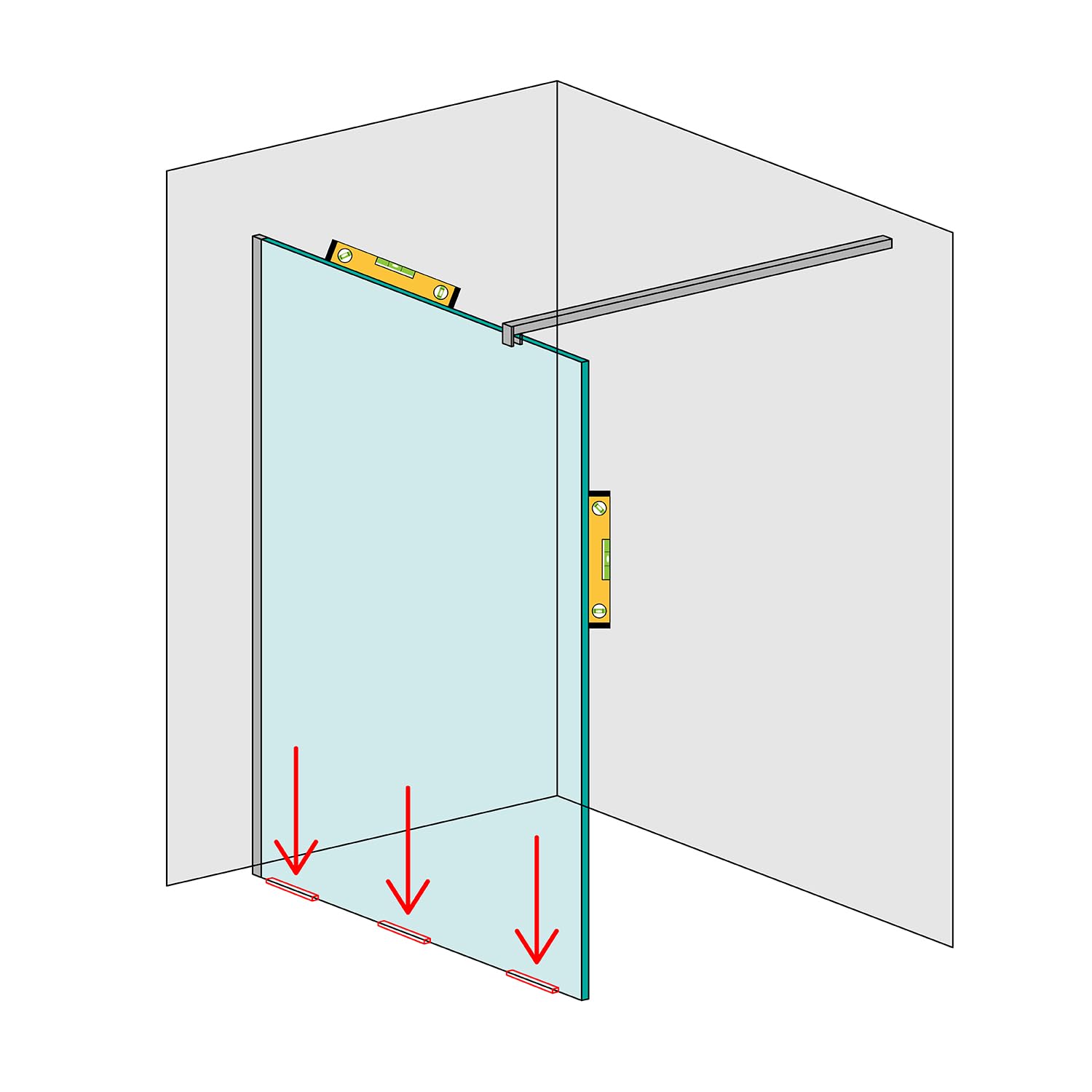 PVC Unterlegklötzer für Duschwand in 10 mm für Glasdusche Glas Unterlage
