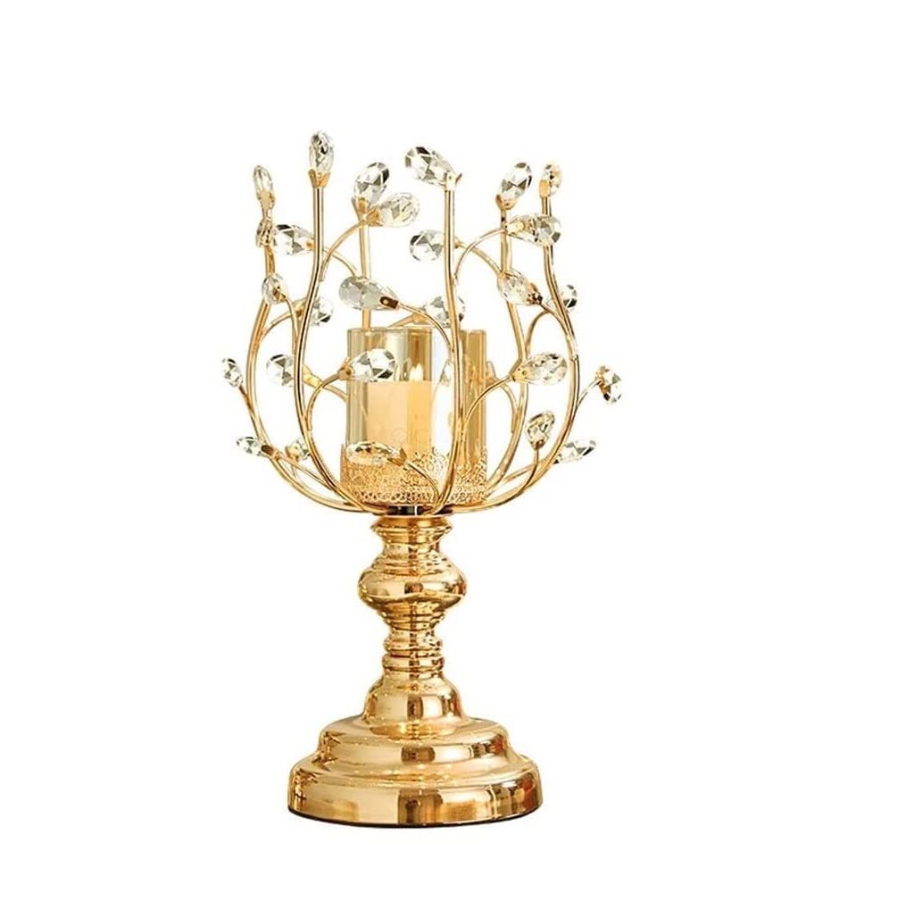 Bougeoirs Bougeoir Chandelier en Métal Creative Verre Cristal Fleur Branche Table Dîner Décoration Chandelier Bougeoir(27x23.5x48.5cm)