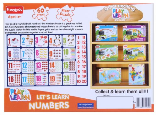 Image of Funskool Play & Learn-Numbers,Educational,60 Pieces,Puzzle,For 3 Year Old Kids And Above,Toy,Multicolor