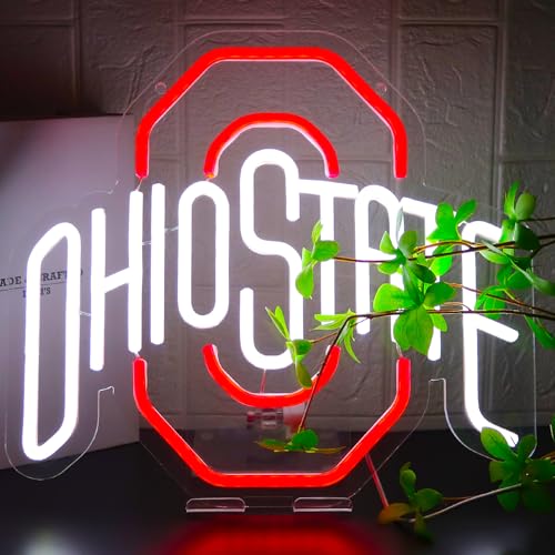 BNBIDEN Ohio Football Neon Signs for Wall DecorUniversity Led Light Up Sign Suitable for Man Cave Dormitory Office Bar Pub Wall Art Gifts for Teen Boys Girls
