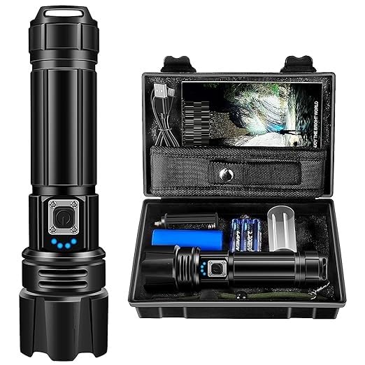USB Rechargeable Torch Light (9600 mAh Battery) | Adjustable Focus & 5 Lighting Modes | Power LED Torch Light for Home, Trekking, Hunting, Fishing, Emergency, Camping-image-12