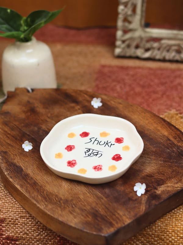 Image of WEAVING HOMES Shukr Handmade Dessert Plate Size: 11 cm Microwave & Dishwahsher Safe (Set of 1)