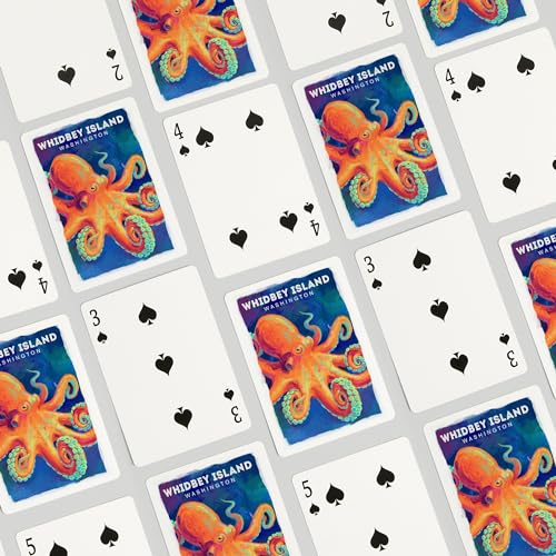 Lantern Press Whidbey Island Octopus Baraja 52 Cartas Poker miniatura 4
