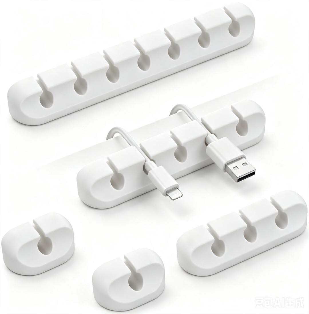 Paquete de 5 clips de gestión de cables, organizador de cables adhesivo para escritorio, coche, mesita de noche, oficina, hogar, se adapta a cables de carga USB, cables de alimentación, auriculares (7