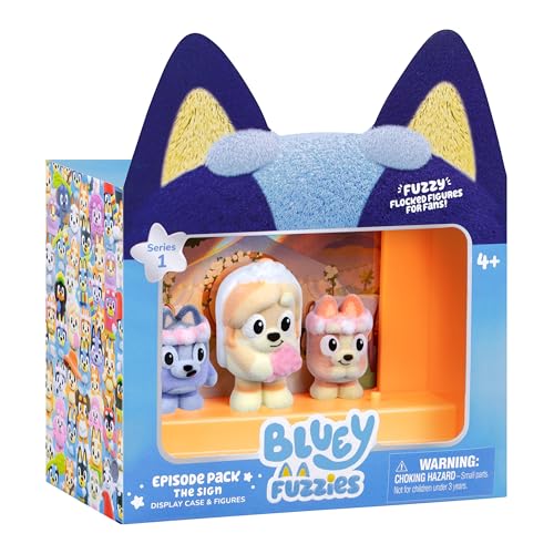 Bluey Fuzzies Episode Pack: The Sign. With 3 Specially Flocked Collectible Mini-Figures (Incl. 1 Exclusive), Display Case - Image 4
