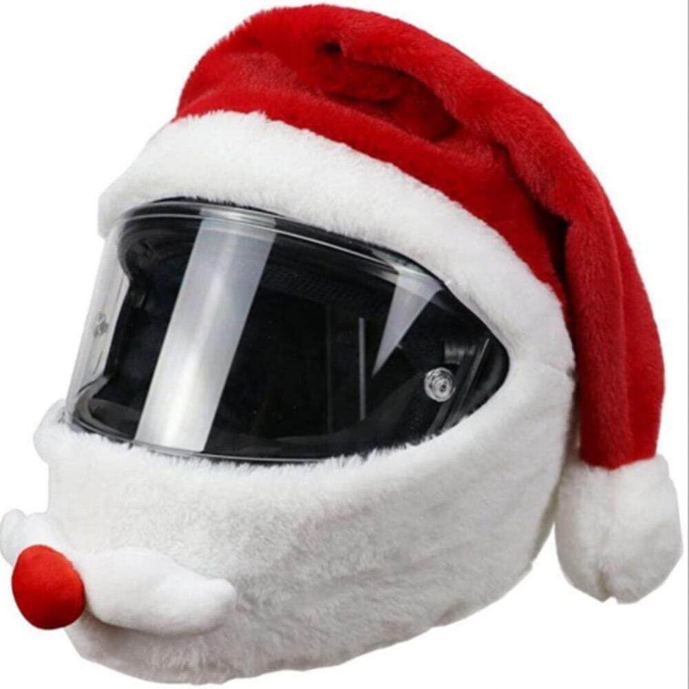 Fituenly Merry Christmas Christmas Hat Motorcycle Helmet Cover Santa Claus, Personalized Protection Cover, Funny Full Face Helmet For Motorcycle Helmets Decoration (Without Helmet)