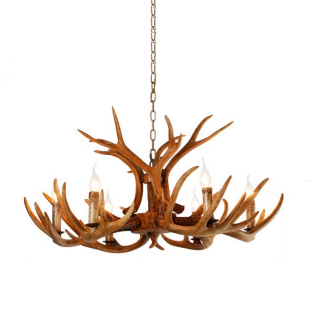 SYAXVOM Antler Chandelier American Country Creative Antique Resin Nordic Personality Living Room Dining Bedroom (8 Head)