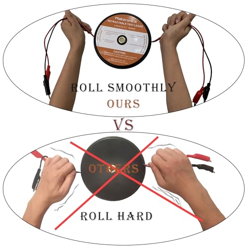Image of Makeronics 2 Wires 30FT 18AWG Retractable Test Leads with Cable Bag Dual Ended Electrical Alligator Clips Test Probe Lead Wire Cables for Circuit Connection /Electrical Testing and Troubleshooting